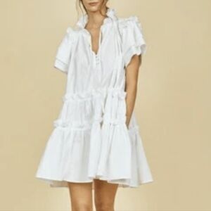 HUNTER BELL White Ruffle Mini Dress